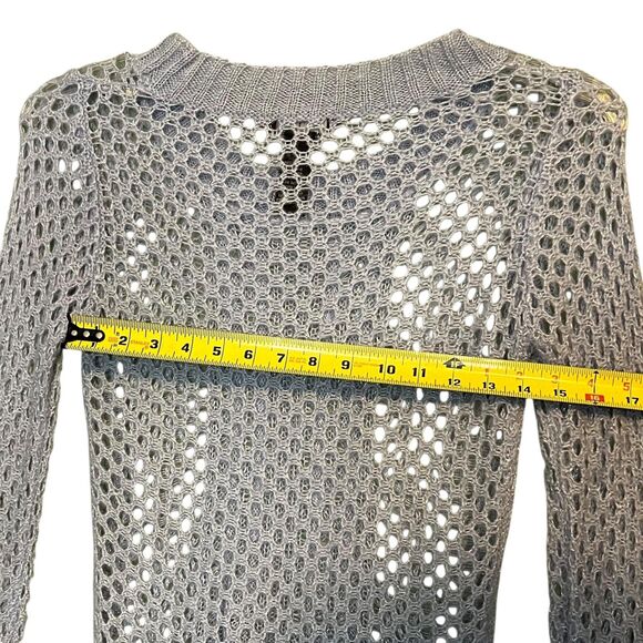 Sweater Project Sweater Womens Medium Blue Open Knit Cable Crewneck Metallic - Picture 4 of 12